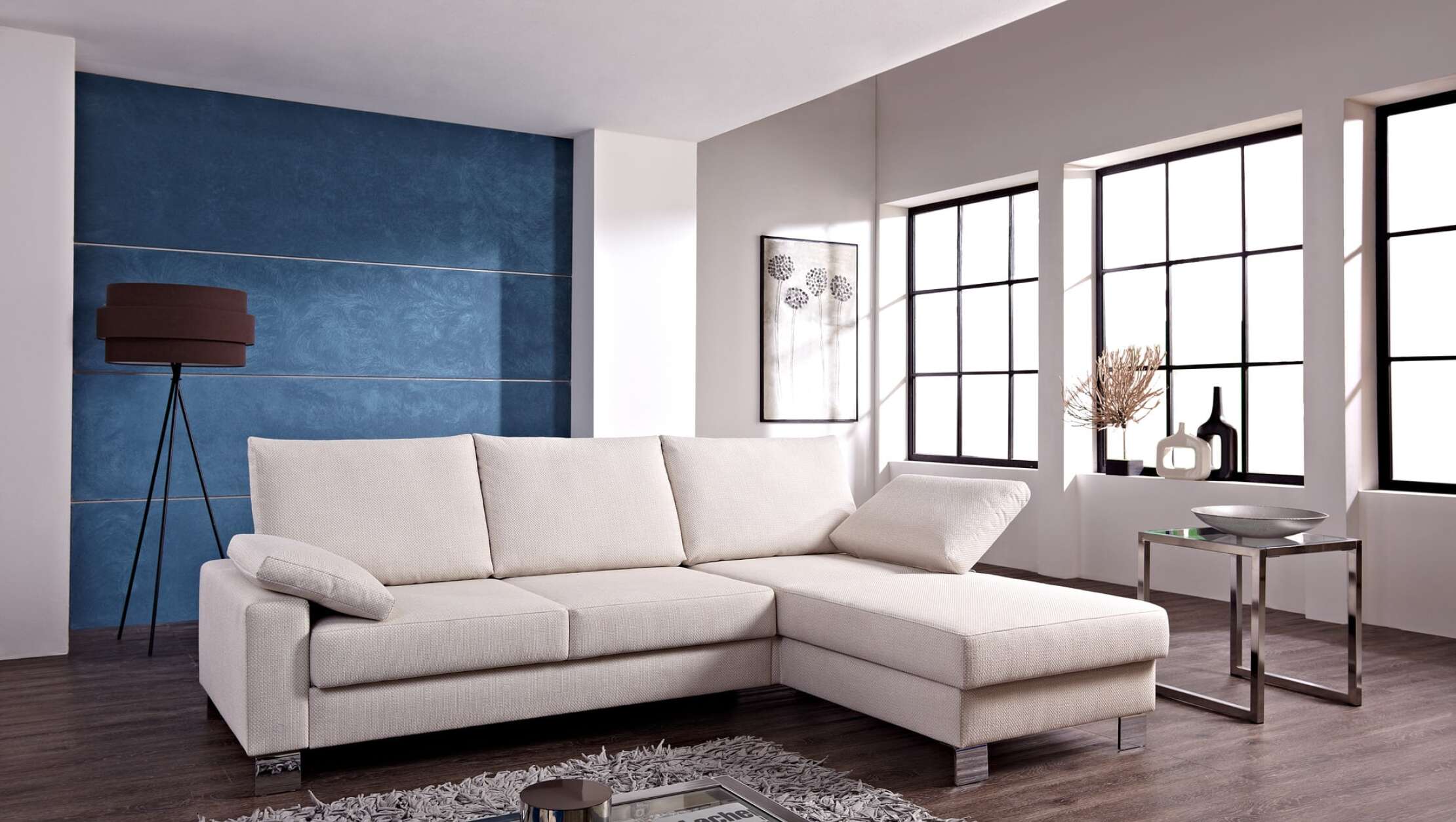 Flexa beige mit Longchair u. Elementaufn. mit Steckkissen Variante web