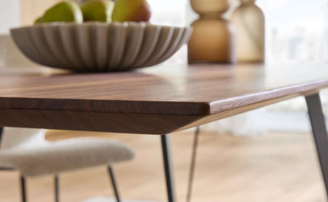 co 25 esstisch cinque passi nuss stuhl cuppi leder ivory stoff creme d 04 001 253030 077