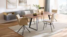 co 25 esstisch cinque passi nussbaum kufe schwarz stuhl cuppi leder ivory stoff creme mi 01 001 253030 076 077 korr